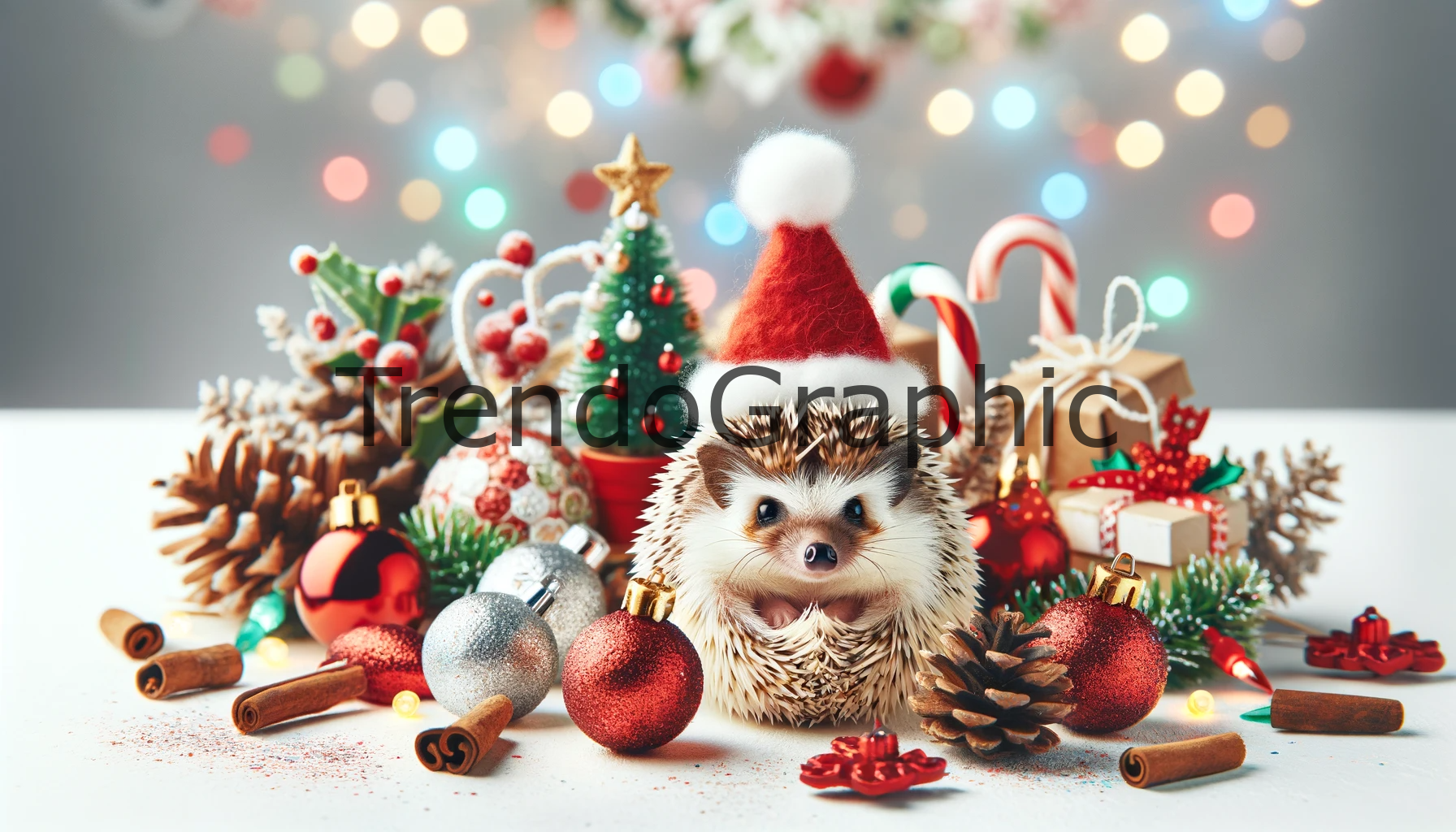 A Cheerful Hedgehog Celebrating Christmas