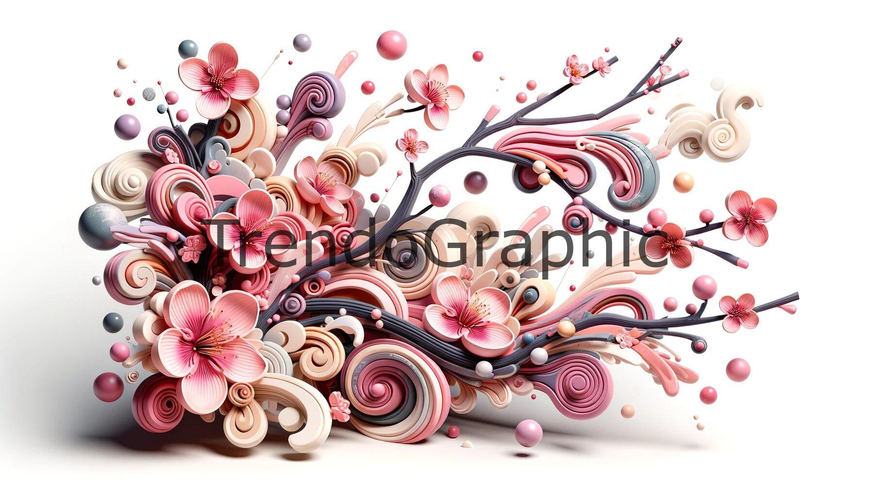 Abstract Cherry Blossom Artwork: A Whimsical Display
