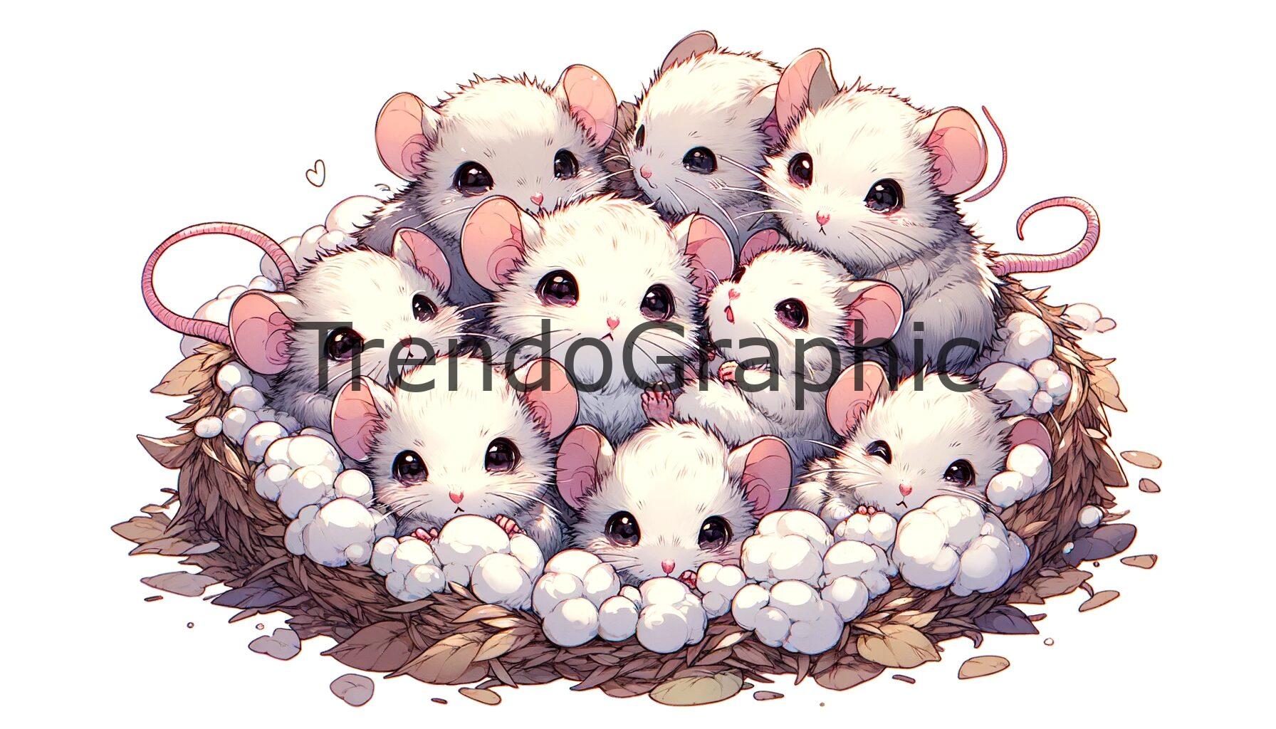 Adorable Pup Cuddle: Baby Rats’ Anime Nest