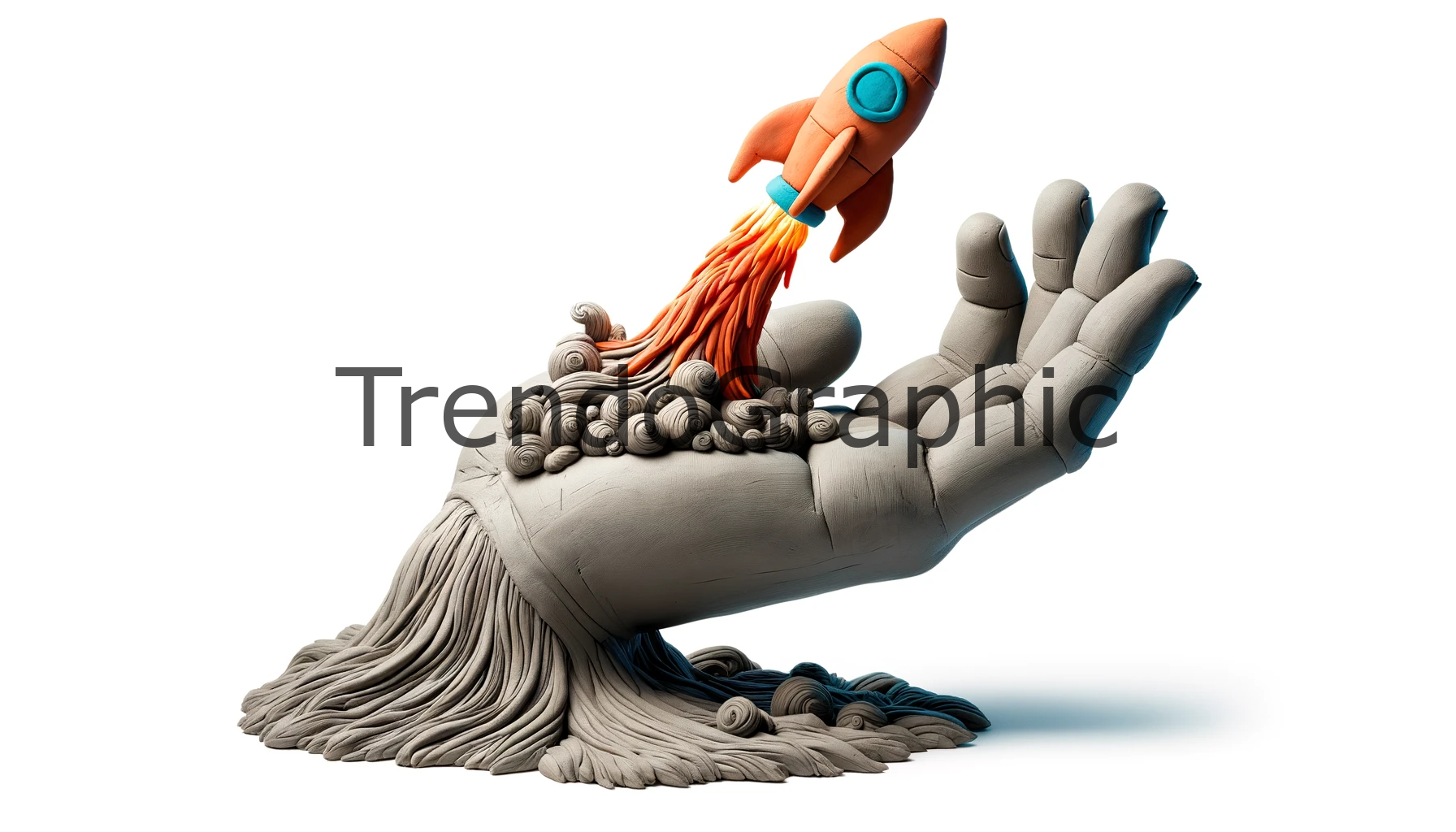 Aspirations in Clay: Hand-Launching Rocket Illustration”