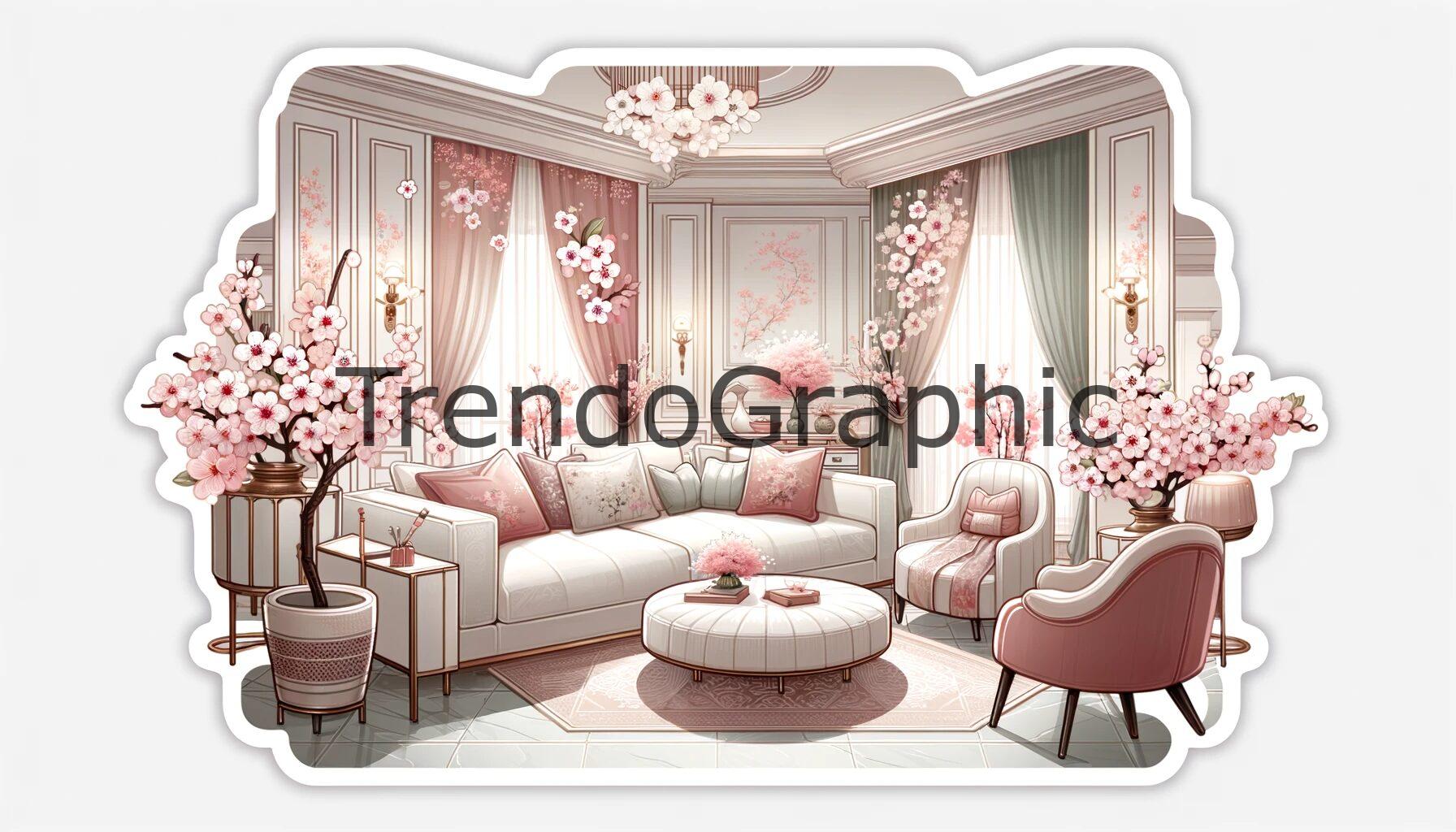 Blossom Elegance: Cherry Blossom-Inspired Interior