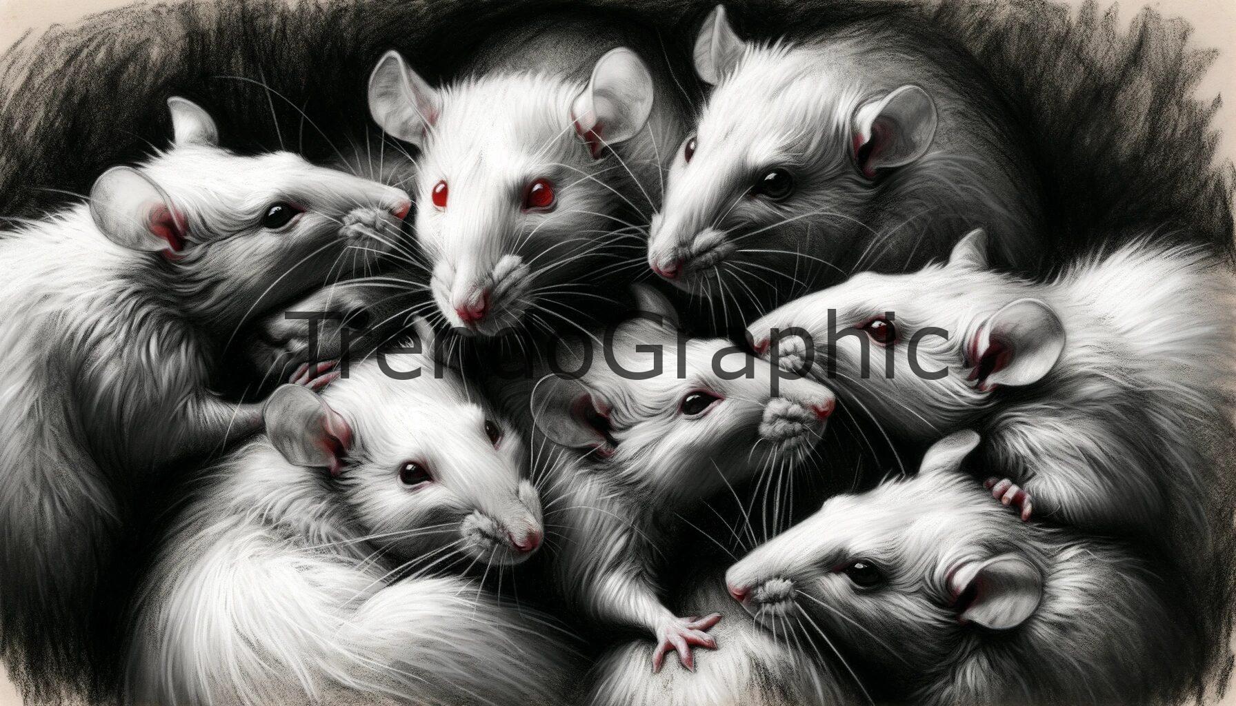 Camaraderie in White: A Group of Albino Rats