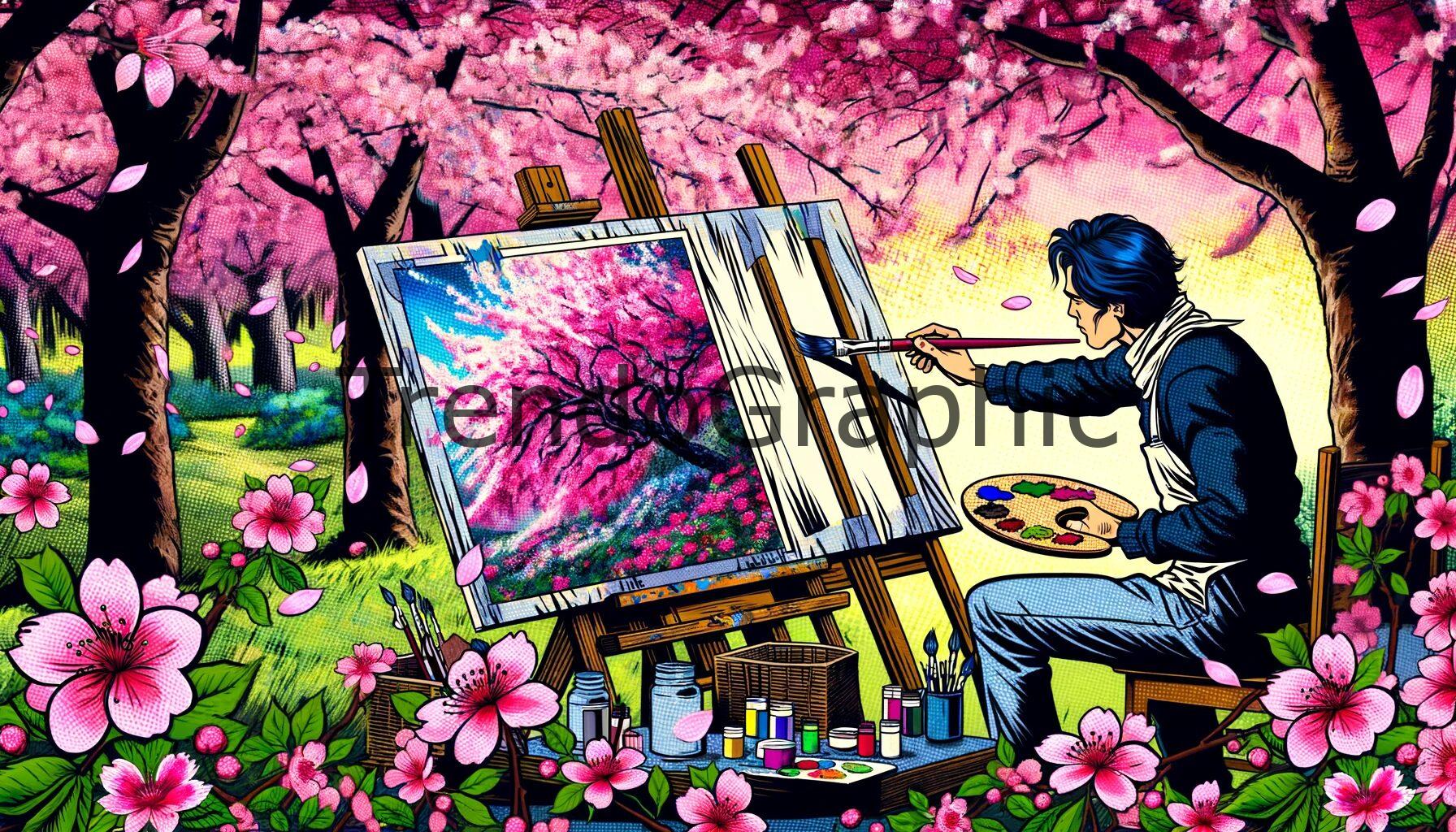 Capturing Cherry Blossoms: An Artist’s Canvas Comes Alive