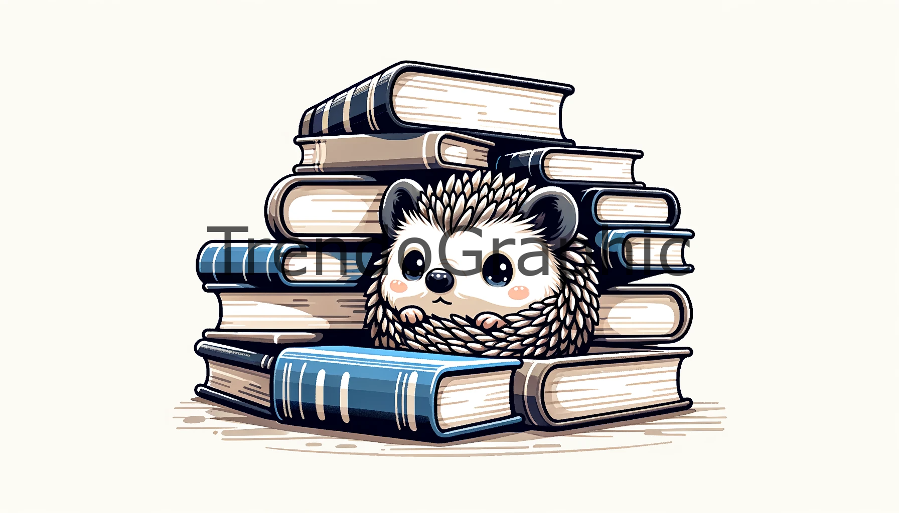 Charming Hedgehog Among Books – A Peek into Whimsy
