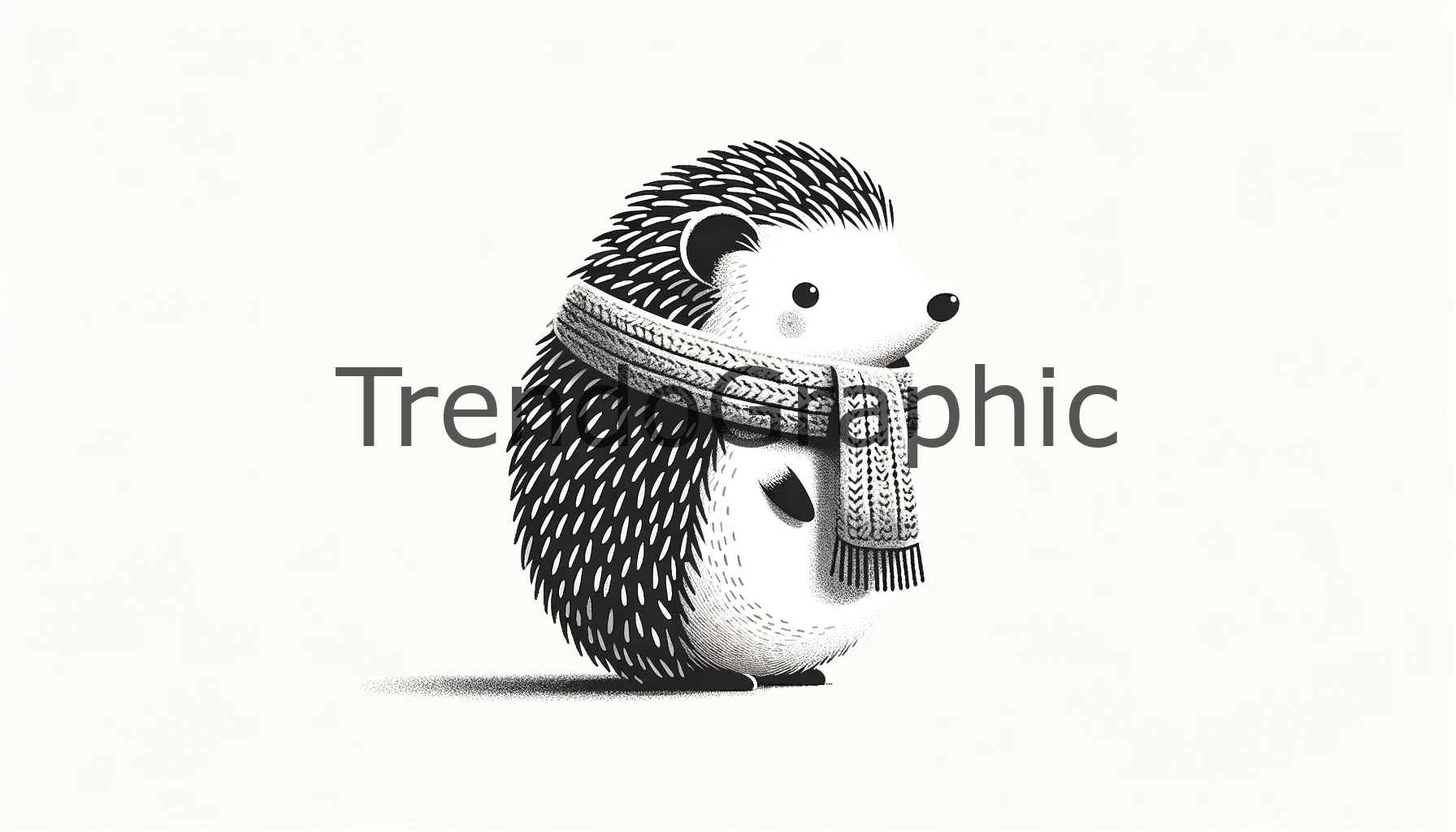 Charming Minimalist Hedgehog in a Knitted Scarf
