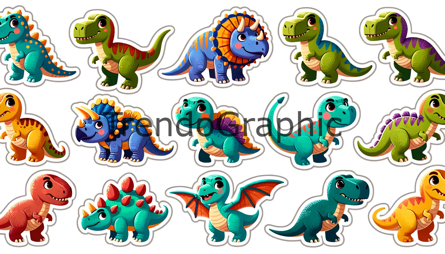 Colorful Dino Sticker Collection for Creative Fun