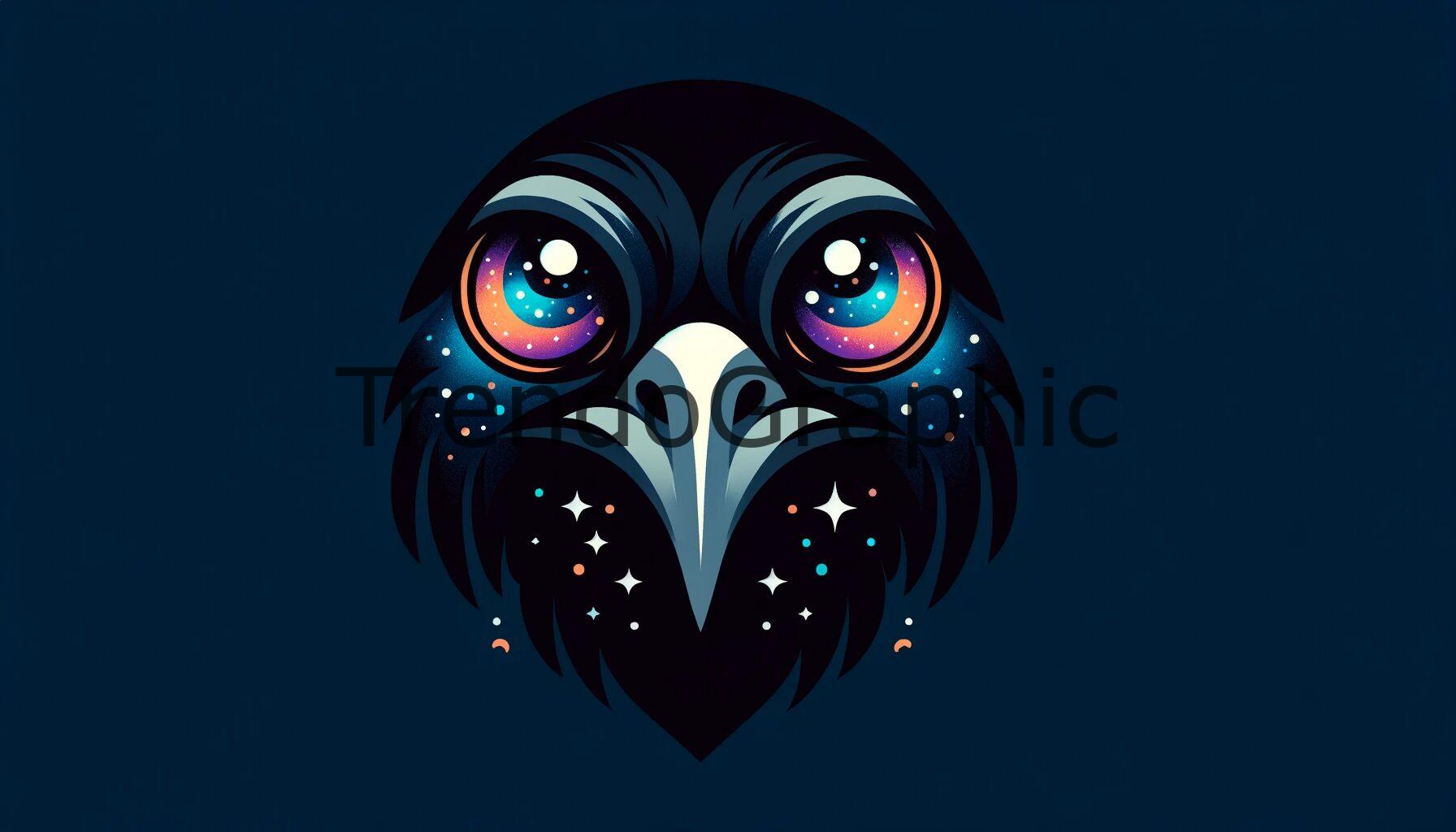 Cosmic Gaze: The Crow with Starry Eyes