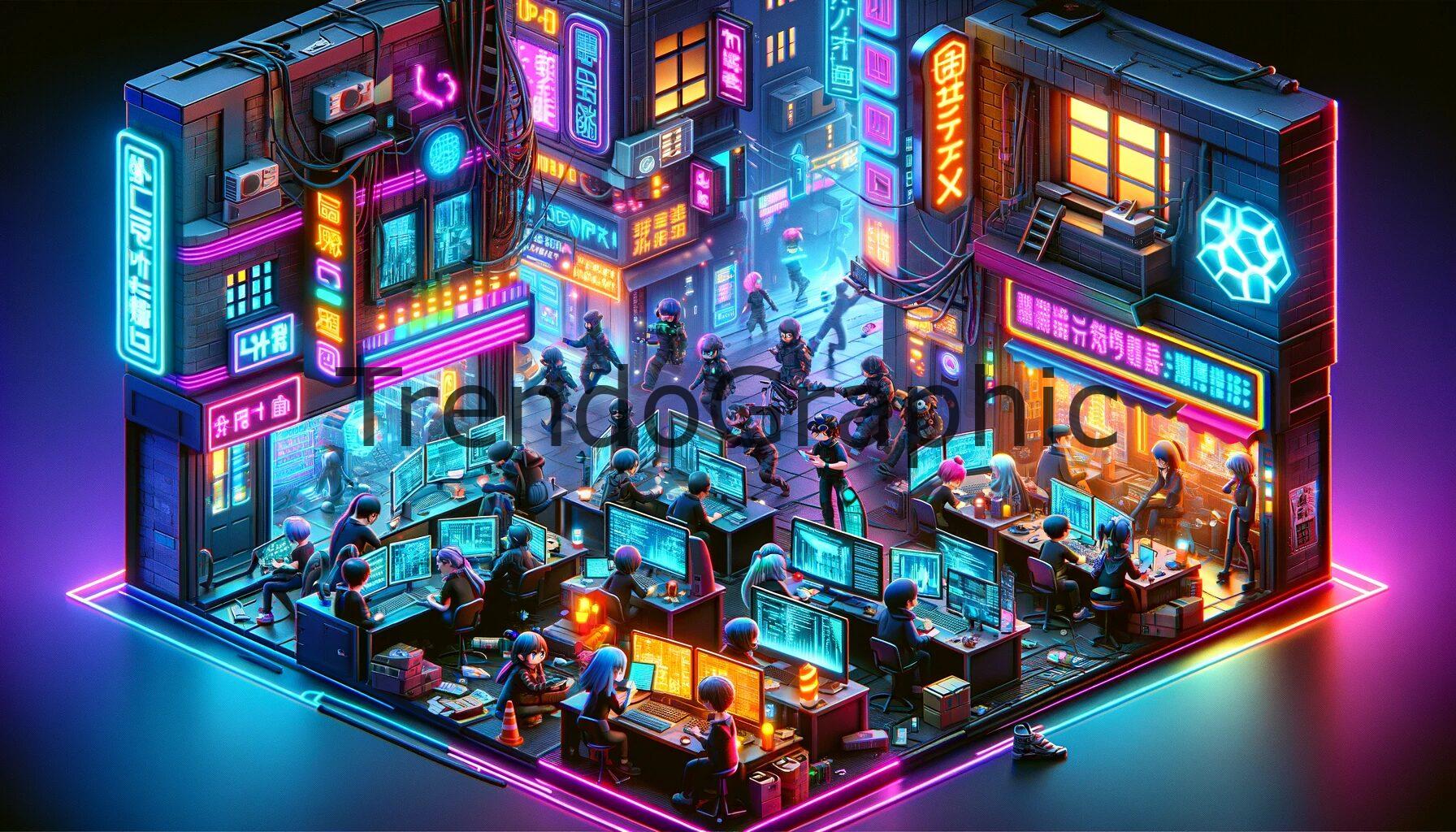 Cyberpunk Odyssey: Hackers in a Neon Cityscape