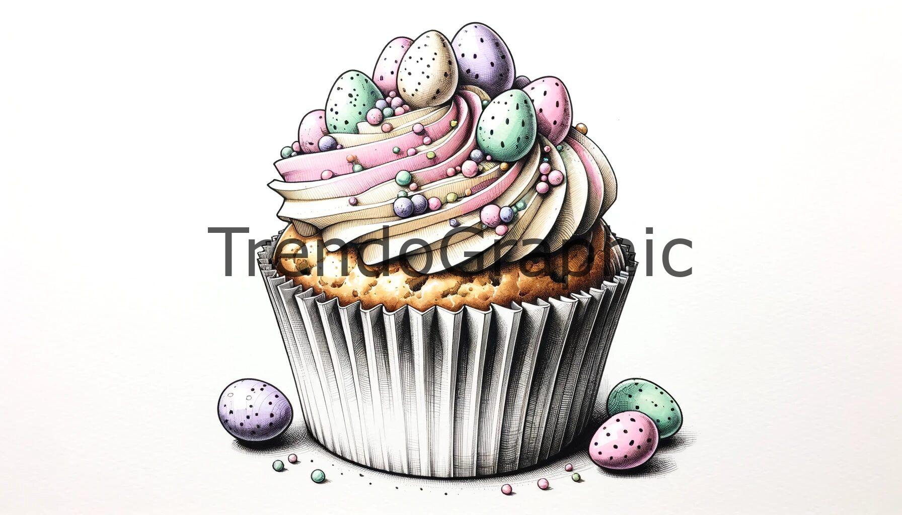 Detailed Easter Cupcake with Mini Eggs