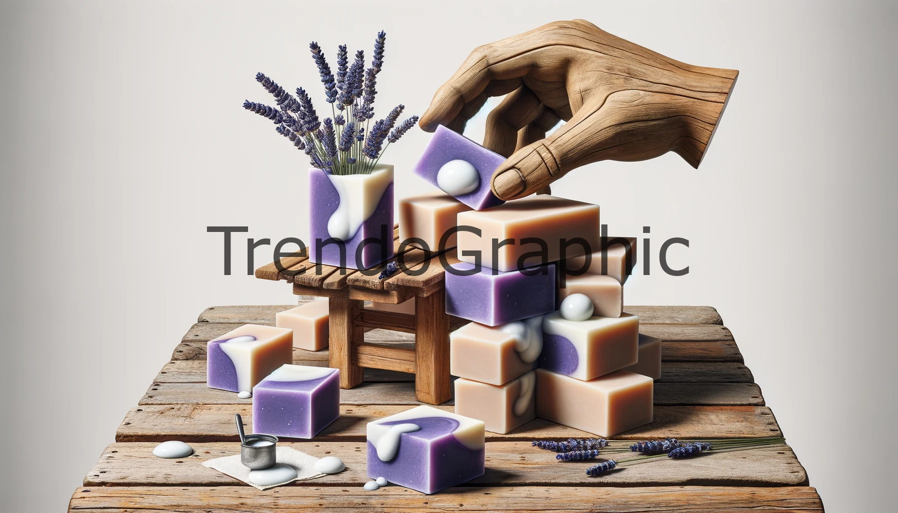 Dreamy Lavender Soap Artistry on Wooden Serenity
