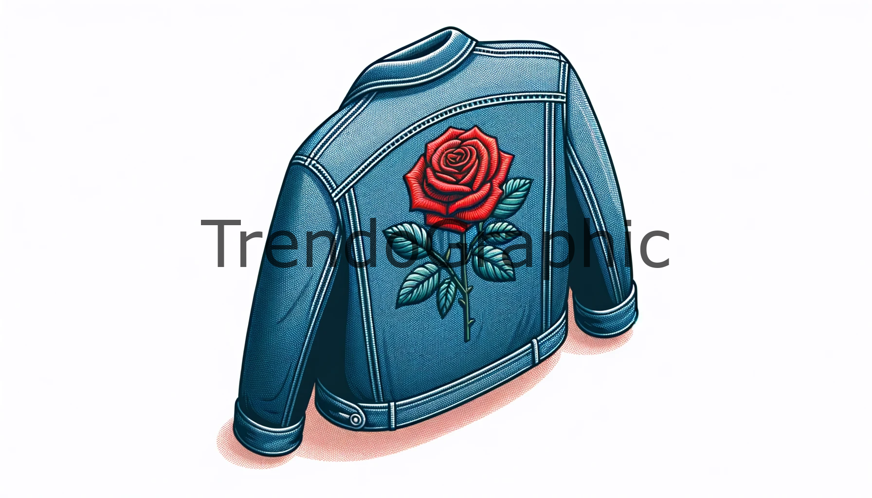 Elegant Denim Jacket with Embroidered Rose Design