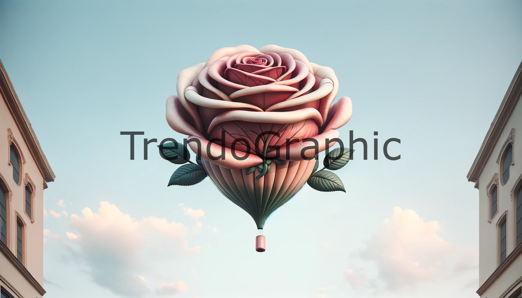 Elevated Elegance: The Rose-Shaped Balloon in the Sky