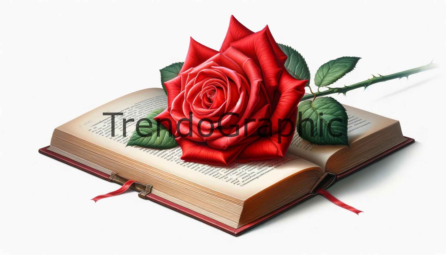 Eloquent Bloom: A Red Rose on Timeless Pages