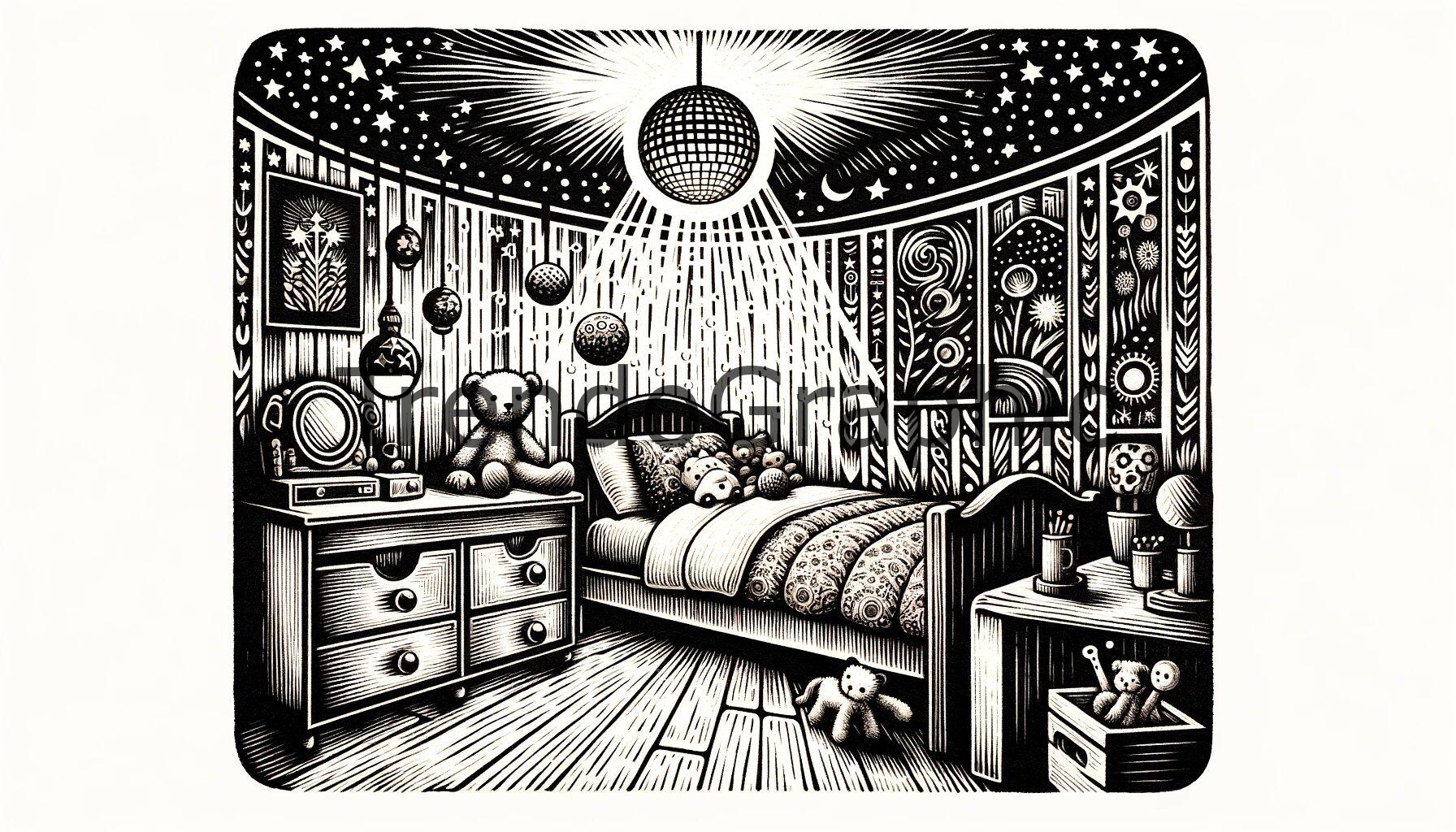 Enchanted Dreamscape: A Child’s Bedroom with Mini Disco Ball