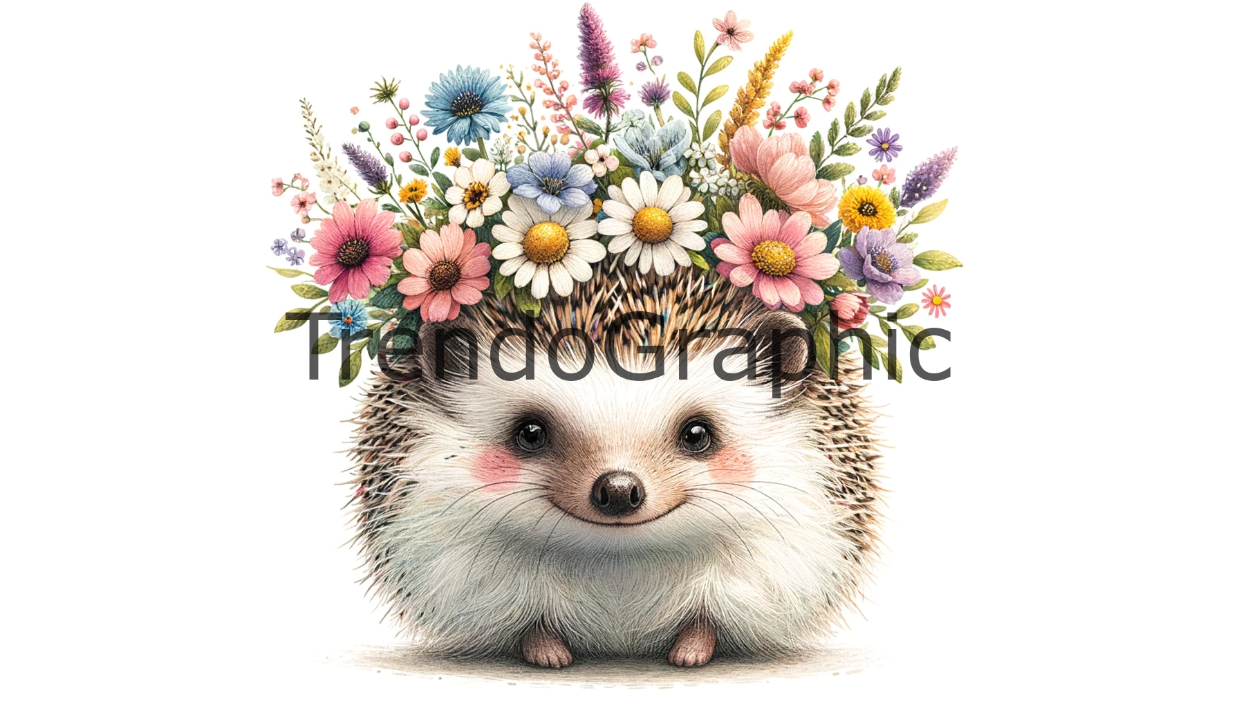 Enchanting Hedgehog Adorned with a Flower Crown