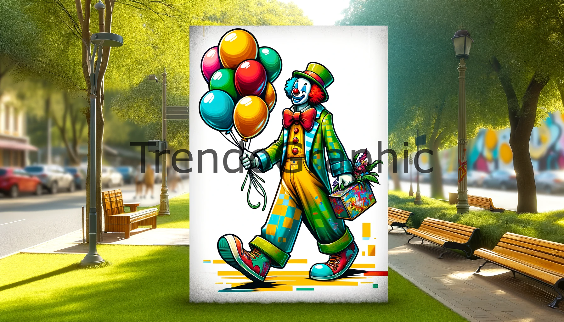 Enchanting Park Adventure: Clown with Balloons