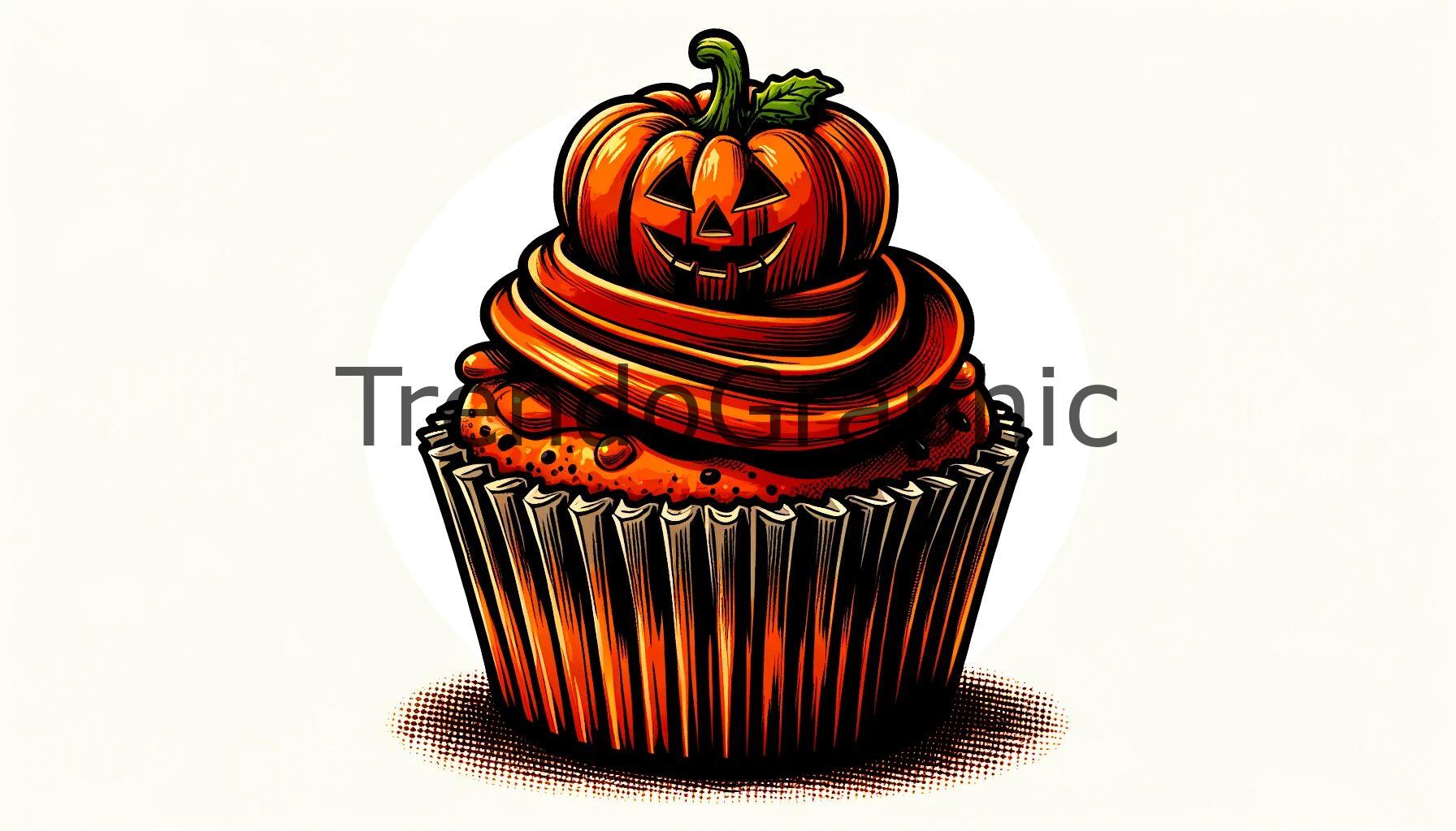 Festive Halloween Cupcake with a Fondant Pumpkin Twist