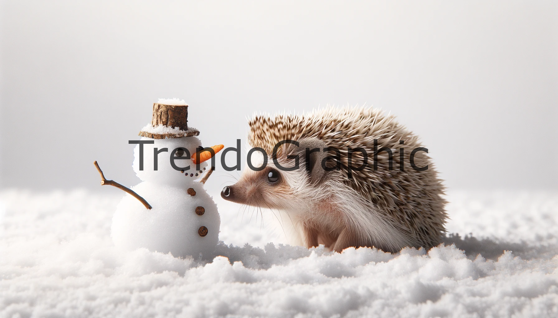 Hedgehog’s Winter Curiosity: A Small Snowman Encounter