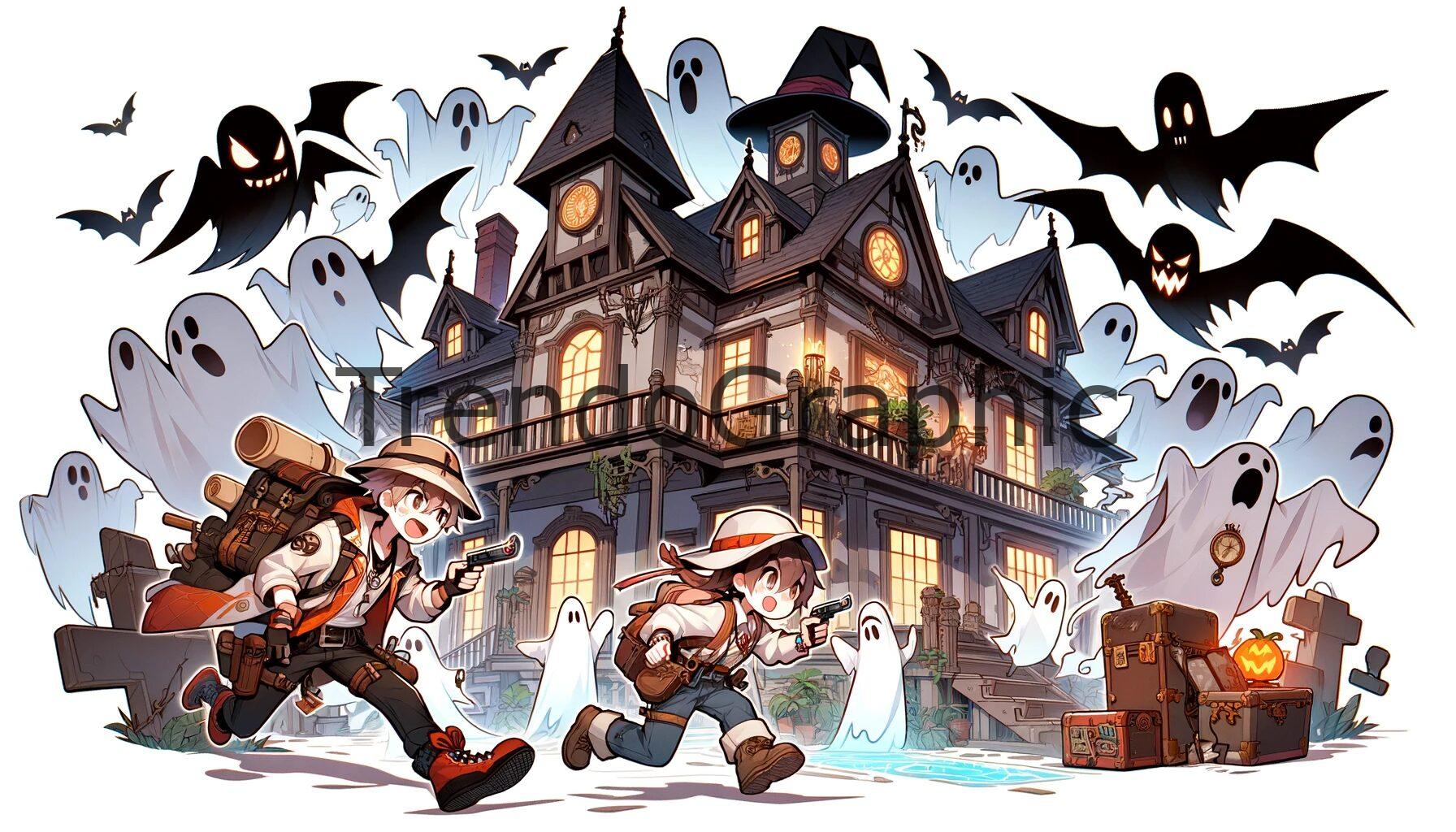Intense Anime-Style Haunted House Adventure: A Mystery Unraveled