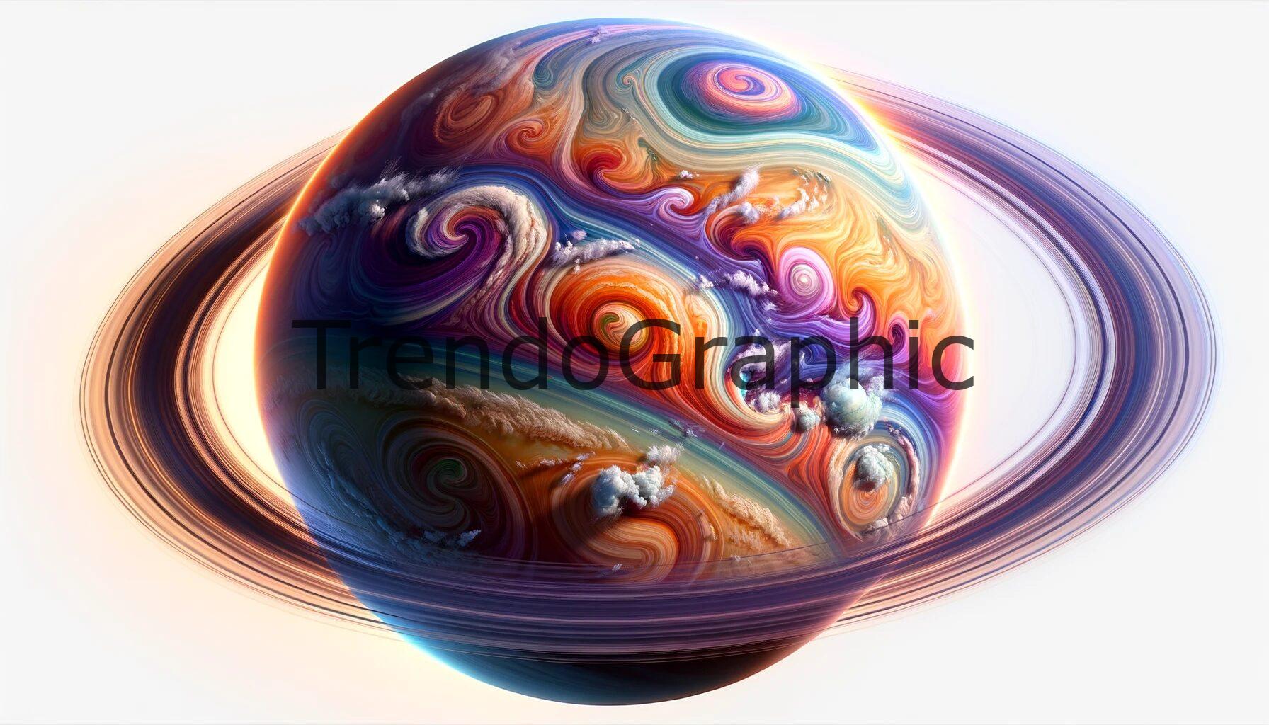 Mesmerizing Gas Giant in Vivid Colors with Dynamic Ring System