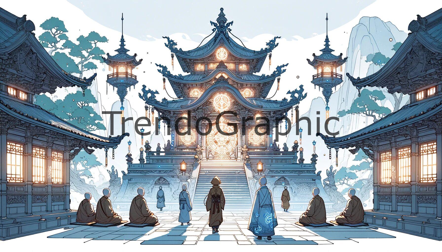 Mystical Anime Temple: A Sanctuary of Serenity and Runes