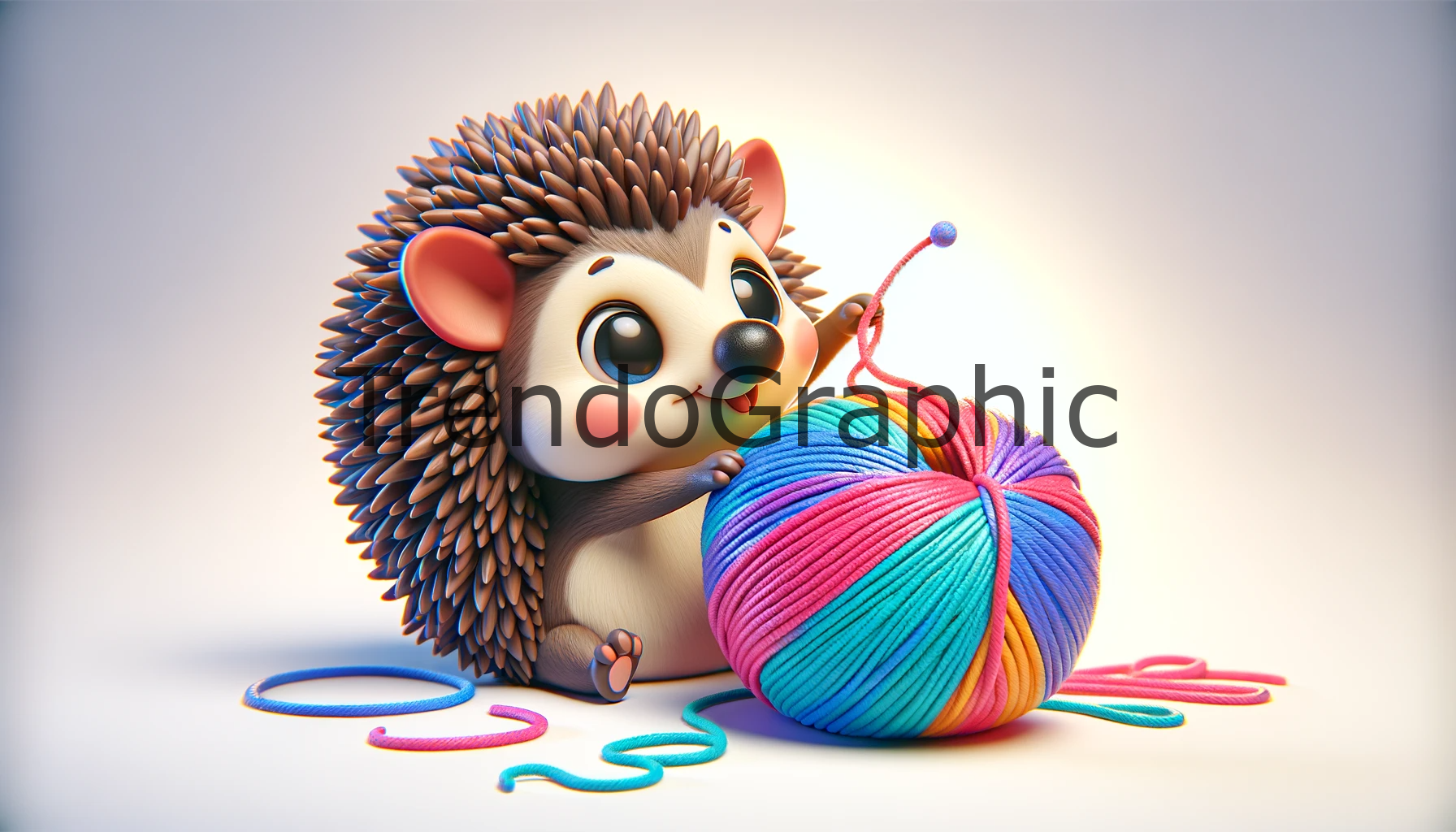 Playful Hedgehog and Colorful Yarn – A Charming Scene