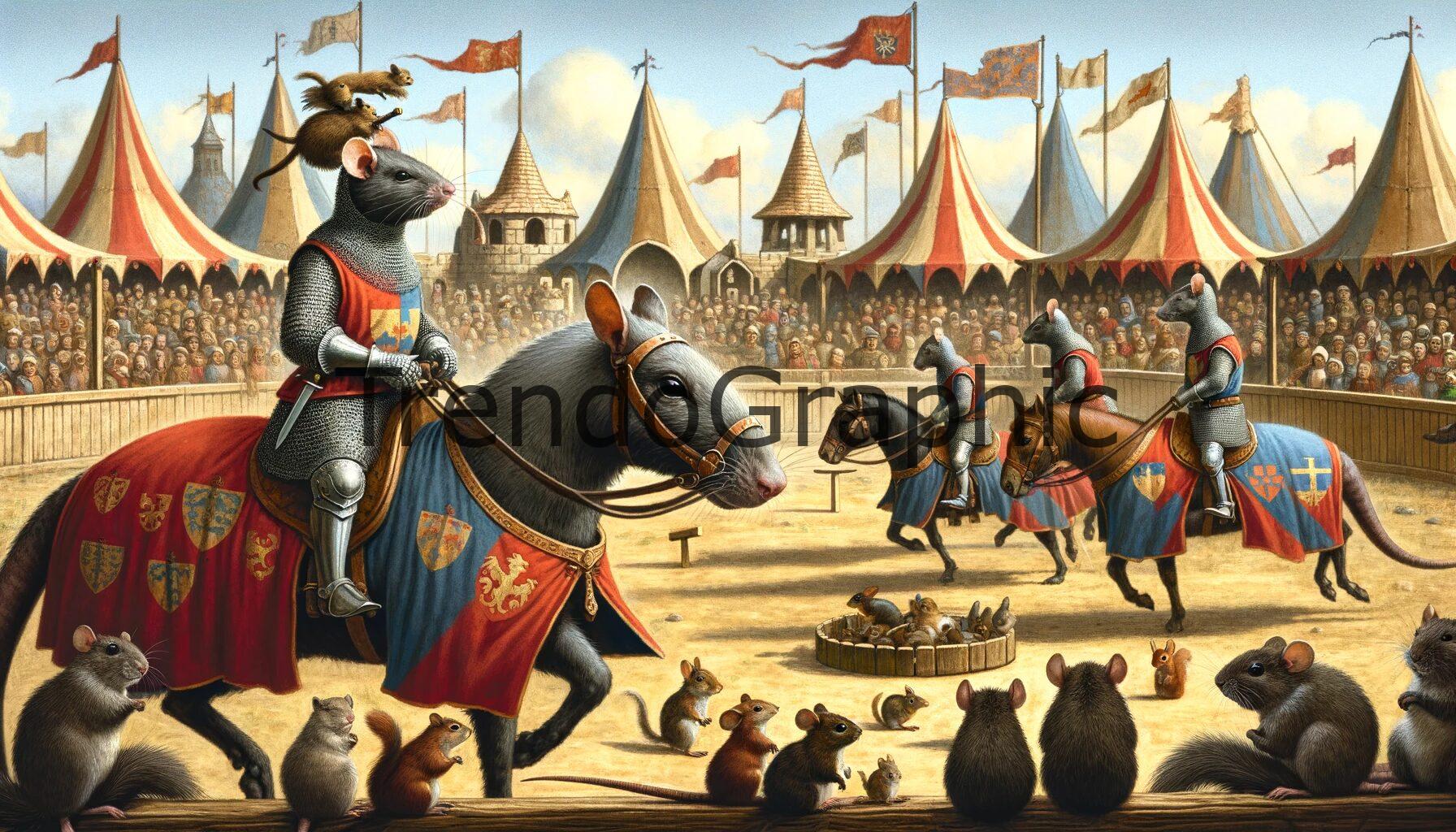 Rats as Medieval Jousting Knights: A Whimsical Reimagining