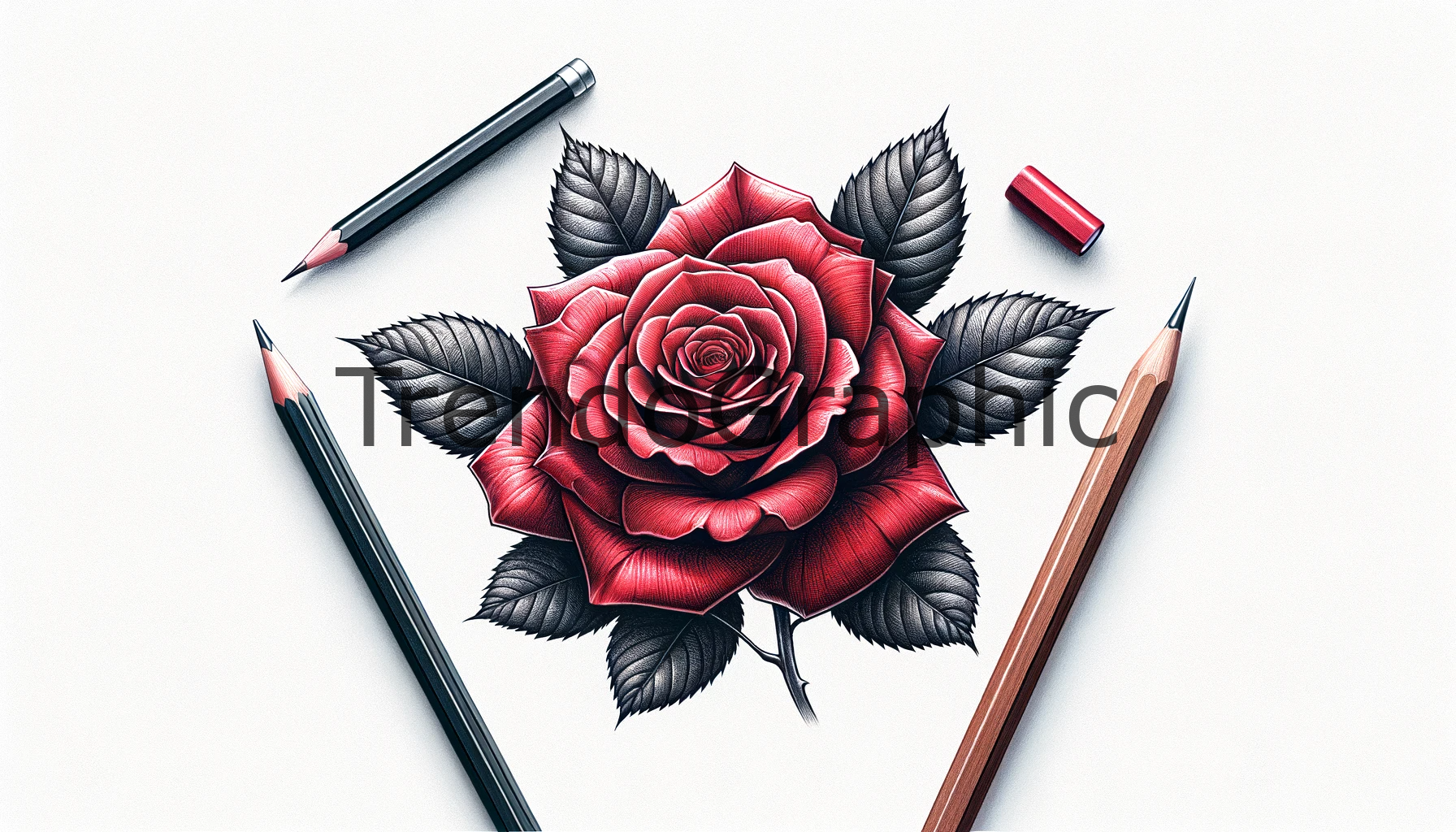 Realistic Red Rose Flower Illustration