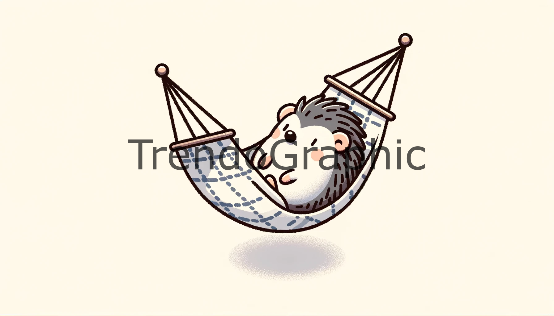 Relaxing Hedgehog in Artisanal Hammock: Flat Design Art