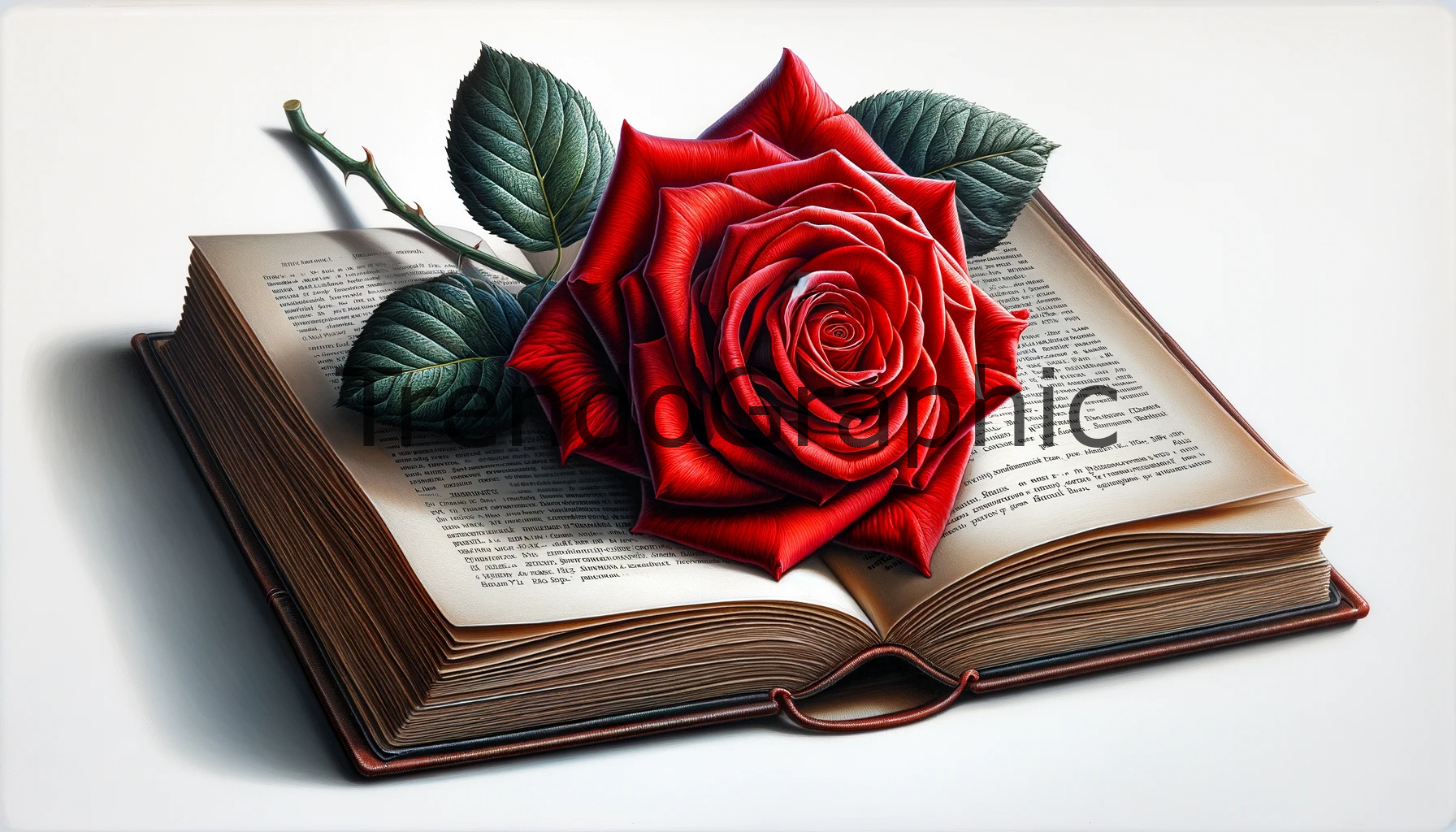 Romantic Reflections: Red Rose on Literary Canvas