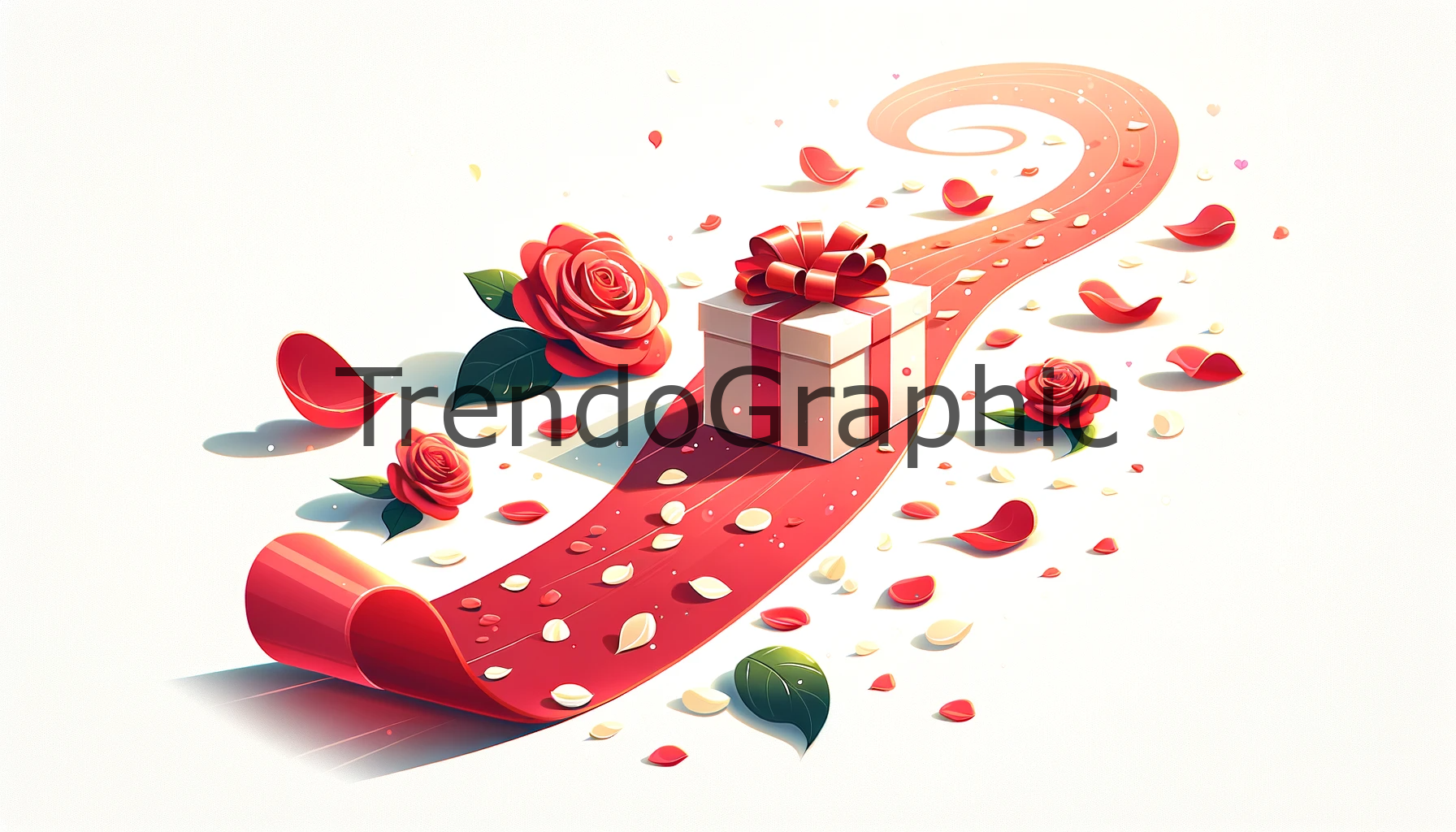 Romantic Surprise: A Trail of Rose Petals Leading to a Gift