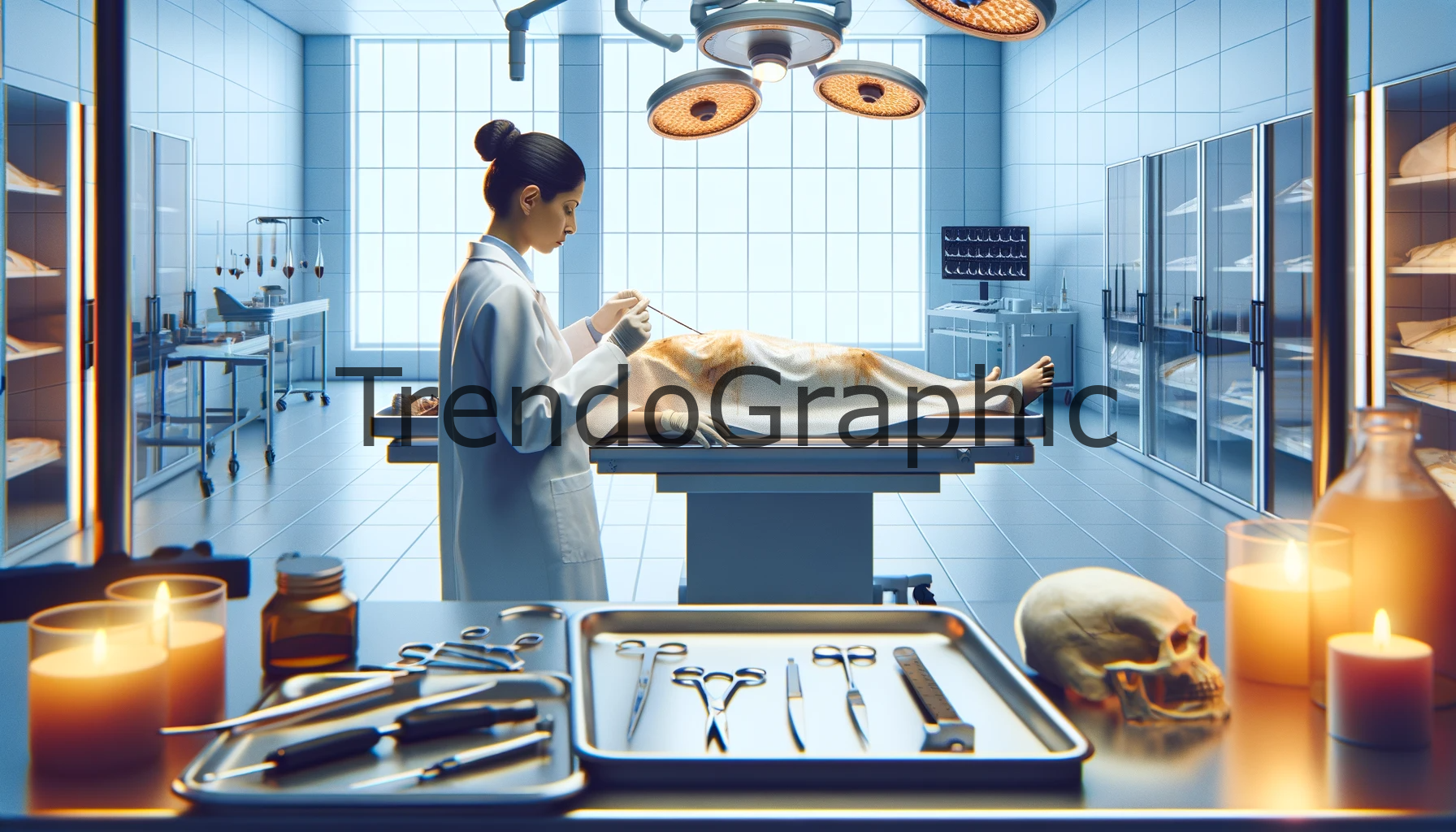 Solemn Autopsy Room in Crime Drama