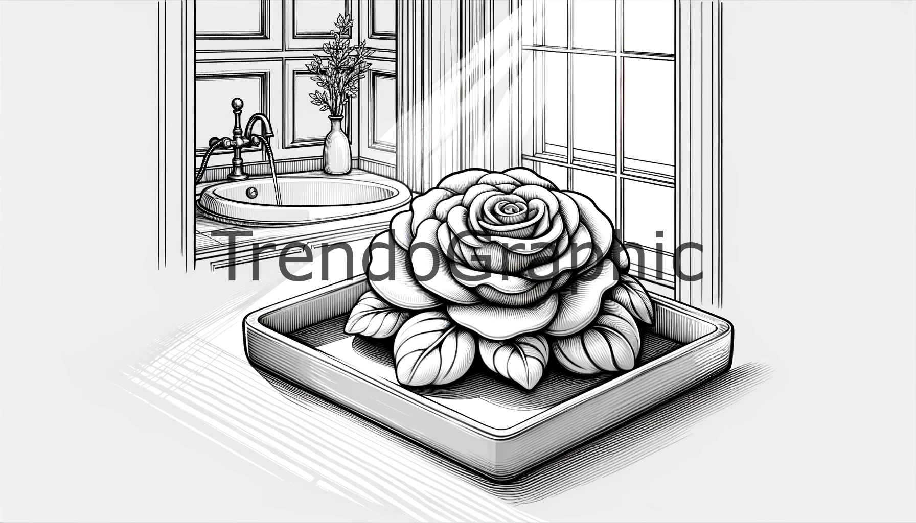 Tranquil Rose-Soap Art in Serene Bathroom Ambiance