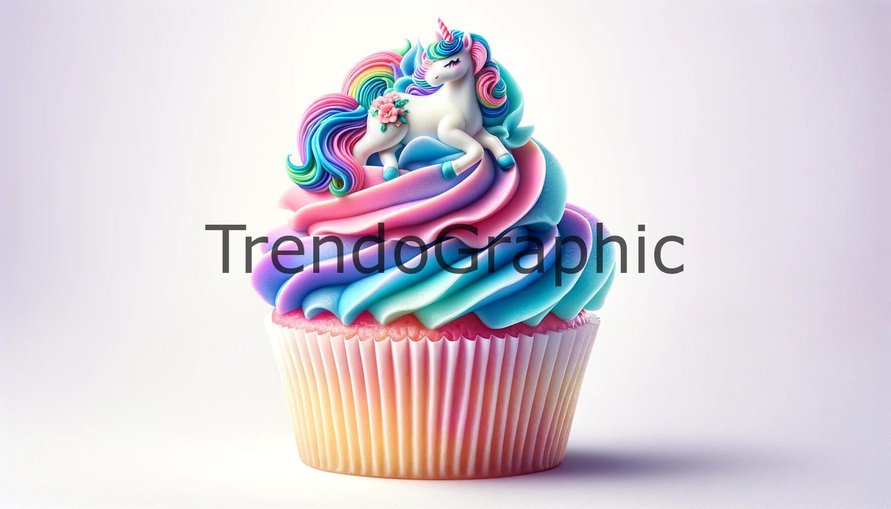 Unicorn-Themed Cupcake with Pastel Swirl Frosting