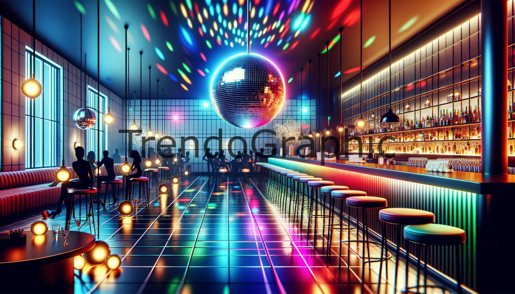 Vibrant Disco Ball Magic in a Stylish Bar