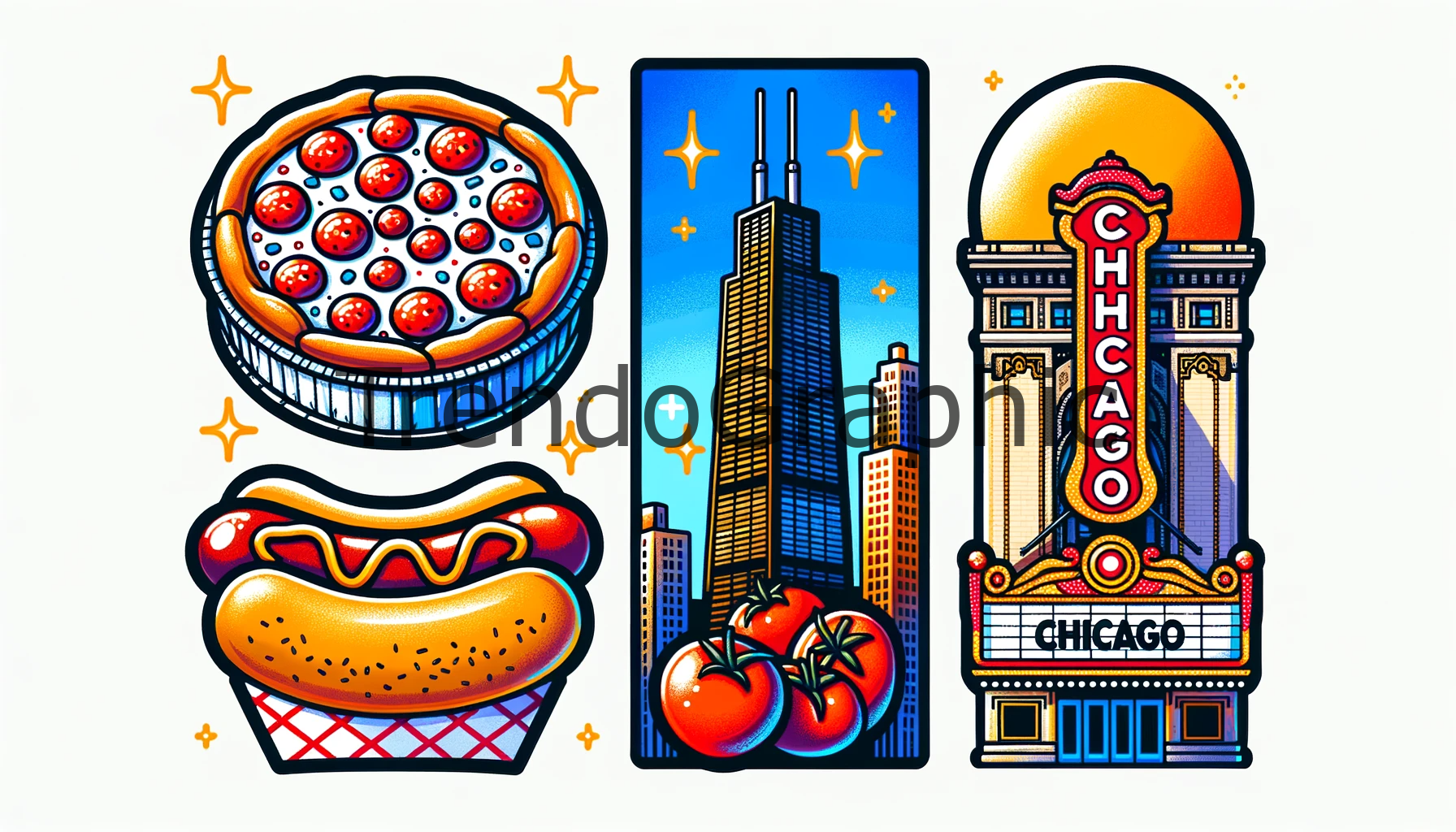 Windy City Wonders: Chicago Sticker Illustration Delights